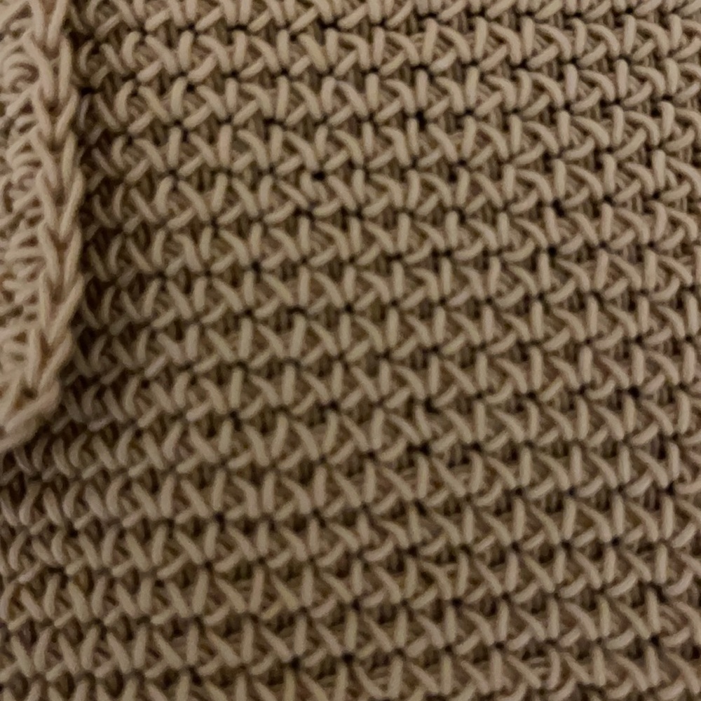 Knit Drawstring Beige Woven Backpack - image 4